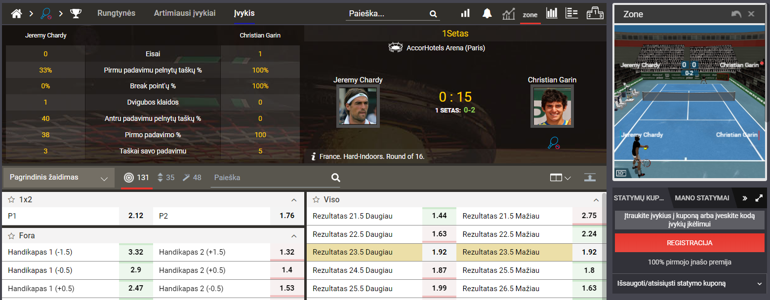 Inovatyvi gyvų statymų (live betting) platforma