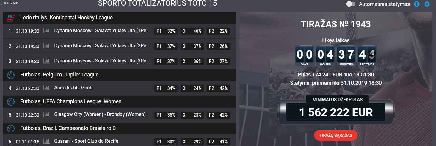 Sporto totalizatoriai ir prizai