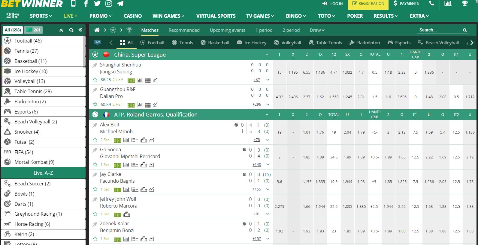 live bet betwinner live betting