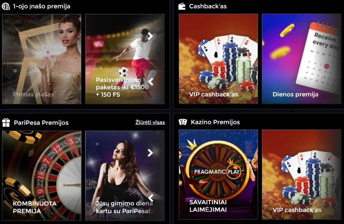 paripesa premija cashback kazino