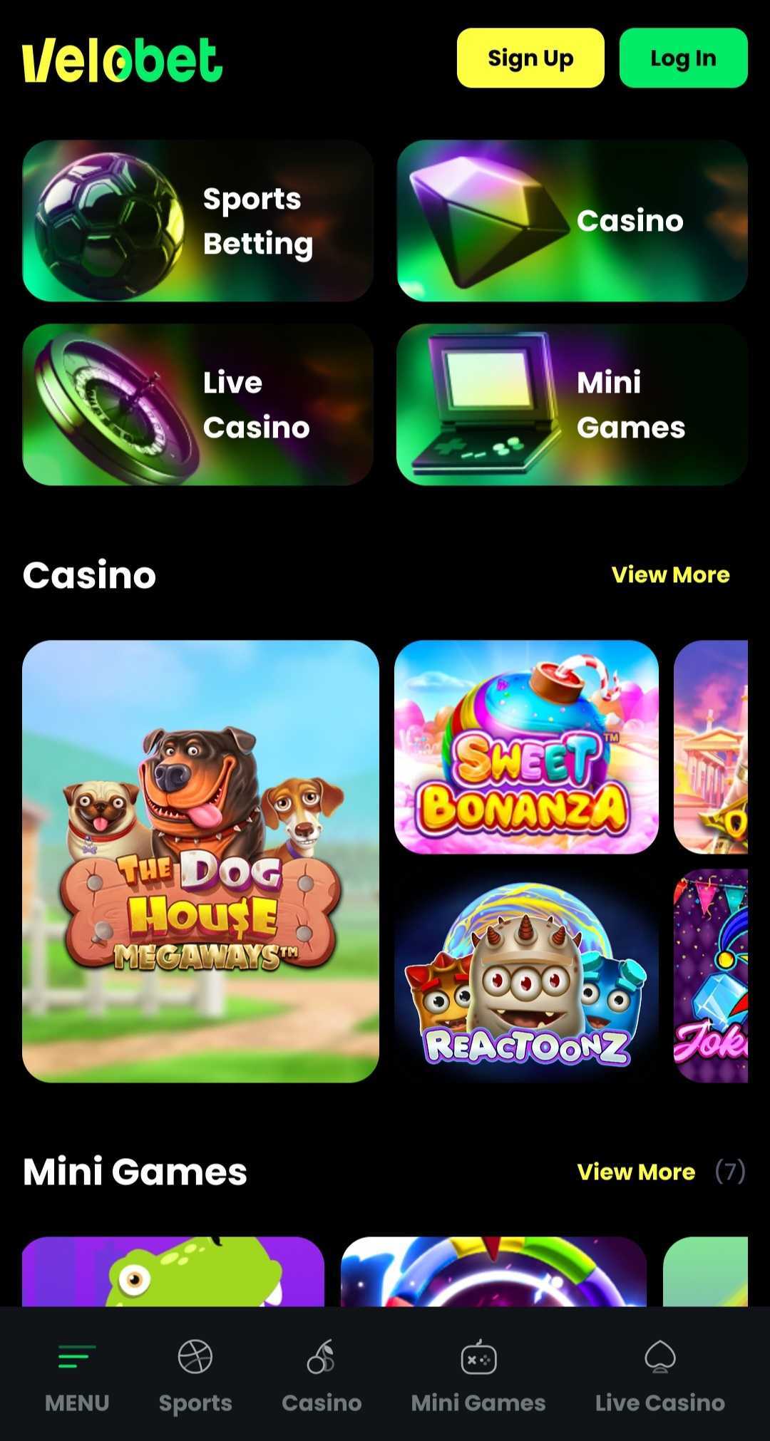 velobet-frontpage-mobile